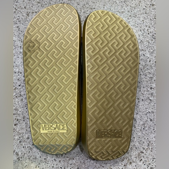 VERSACE Black & Gold 'La Medusa' Slides - Picture 7 of 12